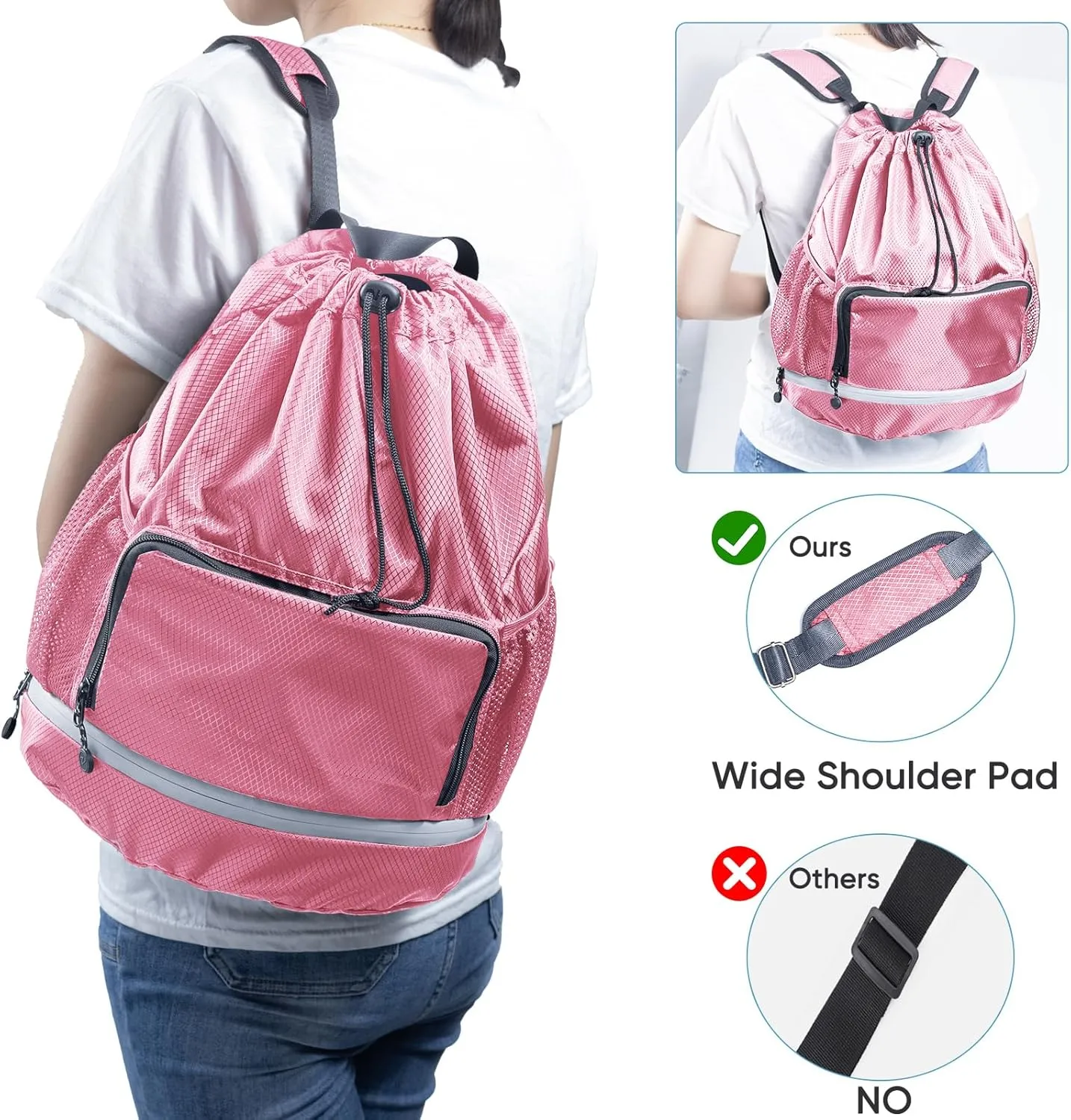 Swim Essentials Beach Backpack - Gym Bag with Shoe Compartment and Waterproof Pocket for Swim Accessories - Kids/Mens Beach Workout Bag