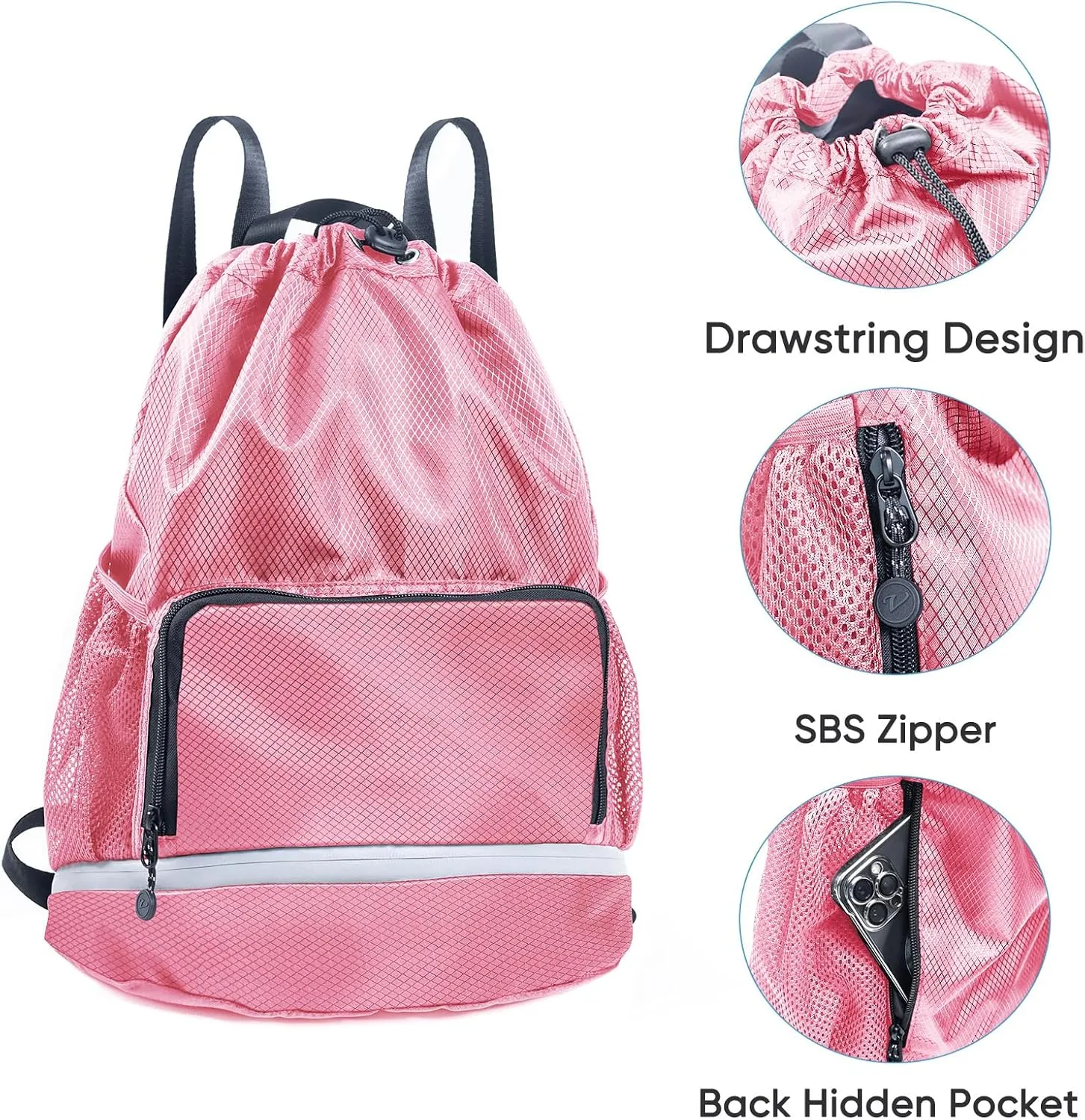 Swim Essentials Beach Backpack - Gym Bag with Shoe Compartment and Waterproof Pocket for Swim Accessories - Kids/Mens Beach Workout Bag