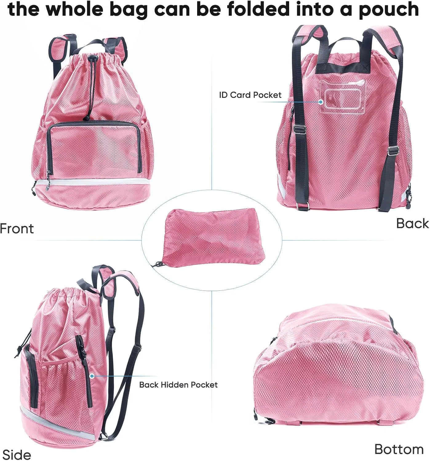 Swim Essentials Beach Backpack - Gym Bag with Shoe Compartment and Waterproof Pocket for Swim Accessories - Kids/Mens Beach Workout Bag