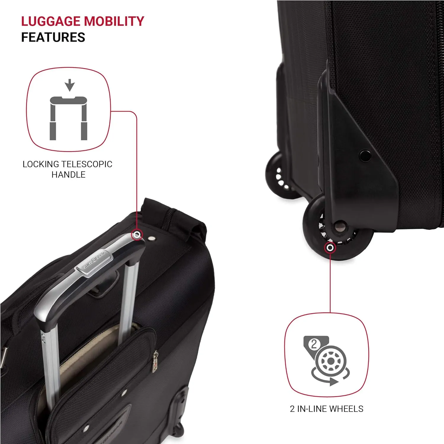 SwissGear 7895 Premium Rolling Garment Bag, Black, 24-Inch