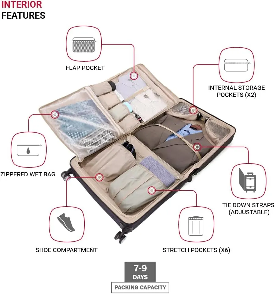 SwissGear 7895 Premium Rolling Garment Bag, Black, 24" Spinner Edition