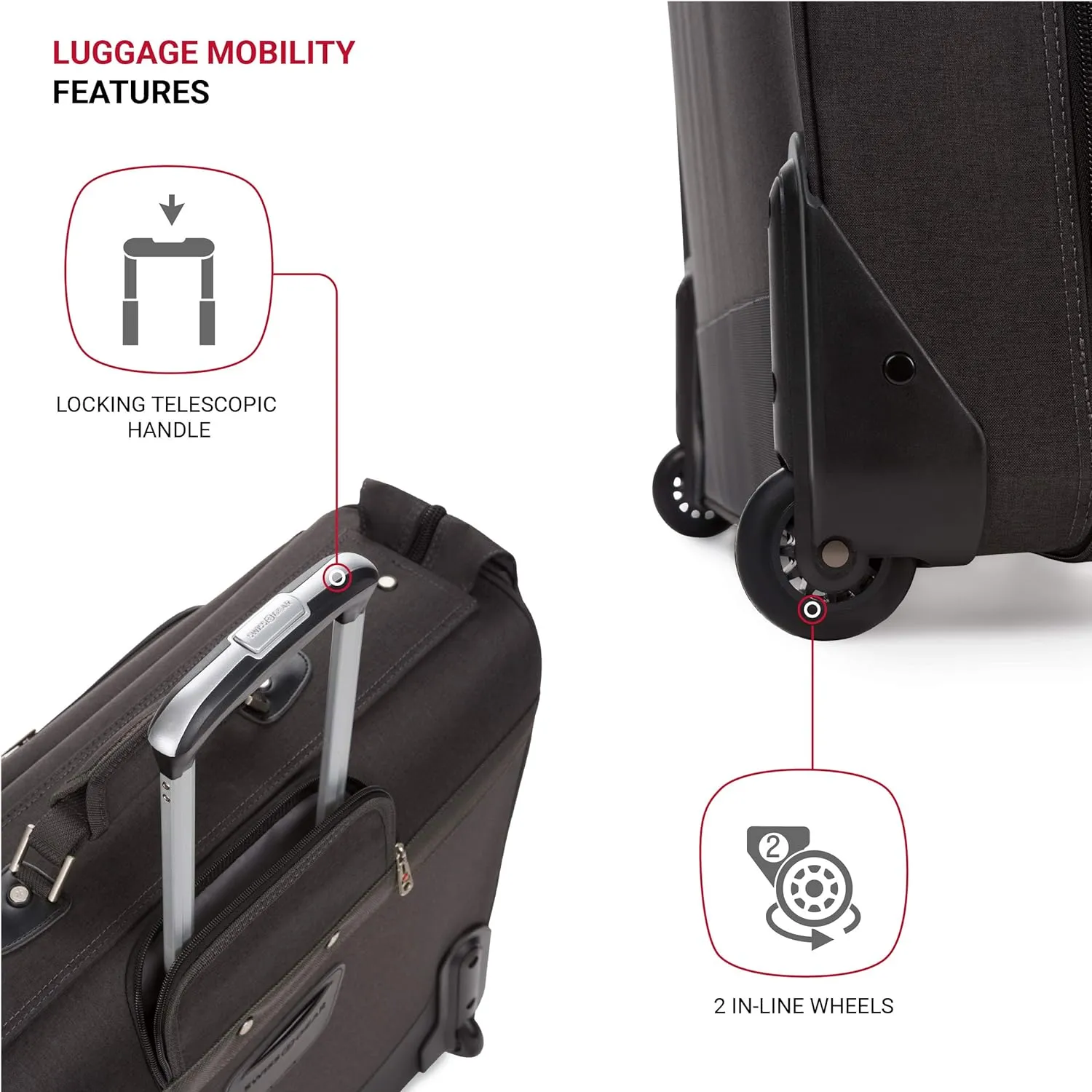 SwissGear 7895 Premium Rolling Garment Bag, Bonus Hanging Feature, Men's and Women's, Carry-on Luggage - Grey Heather