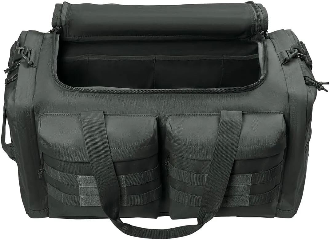Tactical Gear bag Heavy Duty Duffel Gym bag/Tactical Backpack Custom Embroidered with your own text (Charcoal - Duffel Bag)