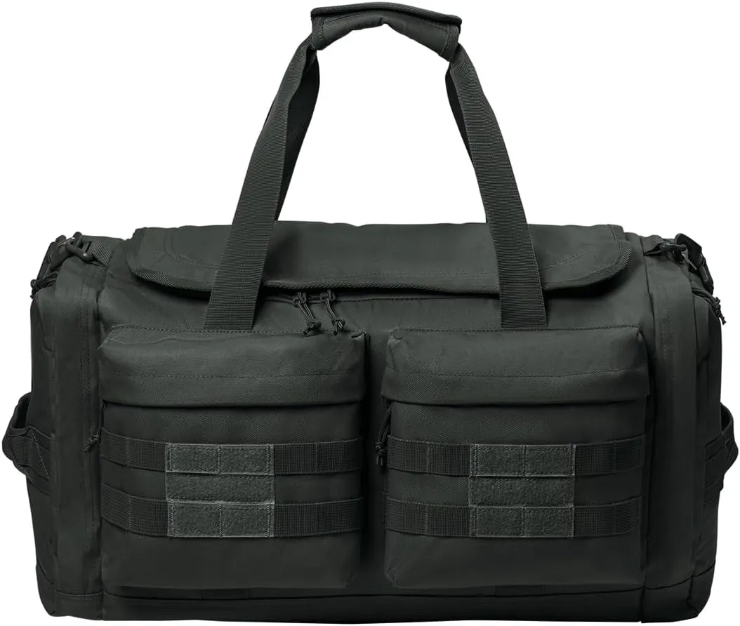 Tactical Gear bag Heavy Duty Duffel Gym bag/Tactical Backpack Custom Embroidered with your own text (Charcoal - Duffel Bag)