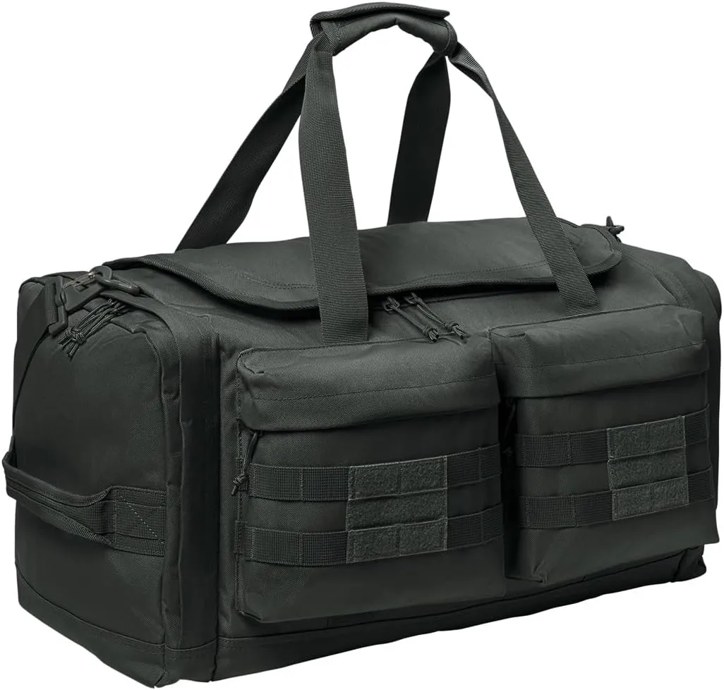 Tactical Gear bag Heavy Duty Duffel Gym bag/Tactical Backpack Custom Embroidered with your own text (Charcoal - Duffel Bag)