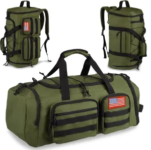 Tactical Gym Bag for Men，50L Large 3 in 1 Sports Duffle Bag with Shoes Compartment for Travel,Water Resistant Travel Backpack Weekender Overnight Bag with Wet Pocket for Women