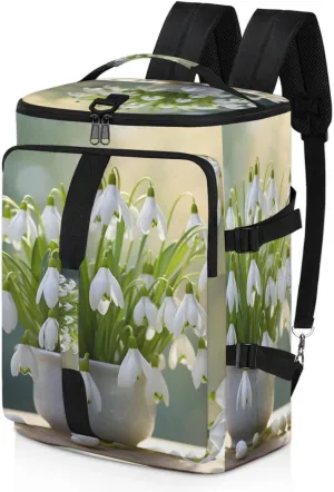 Tactical Sports Duffle Bag for Travel Waterproof Gym Bag with Shoe Compartment 48L Carry On Luggage for Men & Women 3-in-1 Durable Travel Luggage Jar White Flower