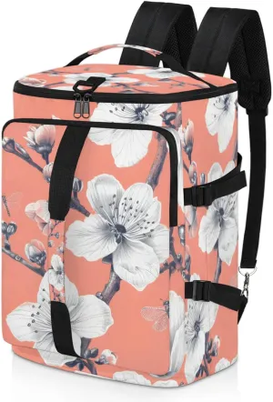Tactical Sports Duffle Bag for Travel Waterproof Gym Bag with Shoe Compartment 48L Carry On Luggage for Men & Women 3-in-1 Durable Travel Luggage Peach Blossom