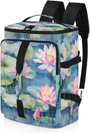 Tactical Sports Duffle Bag for Travel Waterproof Gym Bag with Shoe Compartment 48L Carry On Luggage for Men & Women 3-in-1 Durable Travel Luggage Pond Flower Plants
