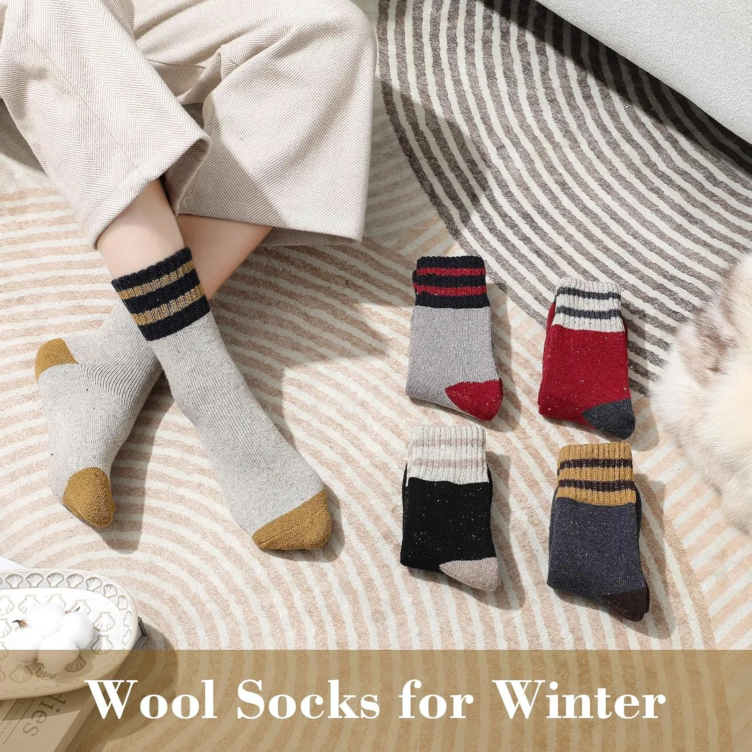 Tavaleu Womens Wool Socks - Soft Cozy Winter Warm Socks for Women Crew Socks Casual