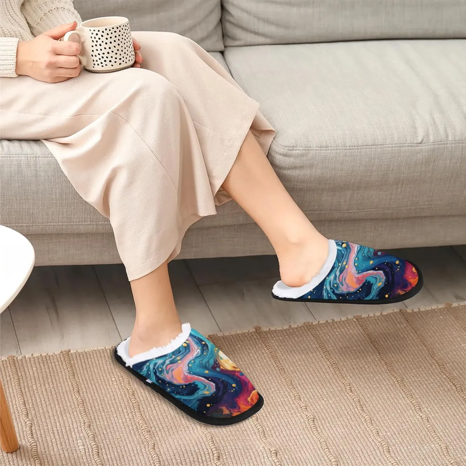 Tavisto Cozy Travel Slippers for Women Men, Non-Slip Sole Fleece Lining Washable House Shoes