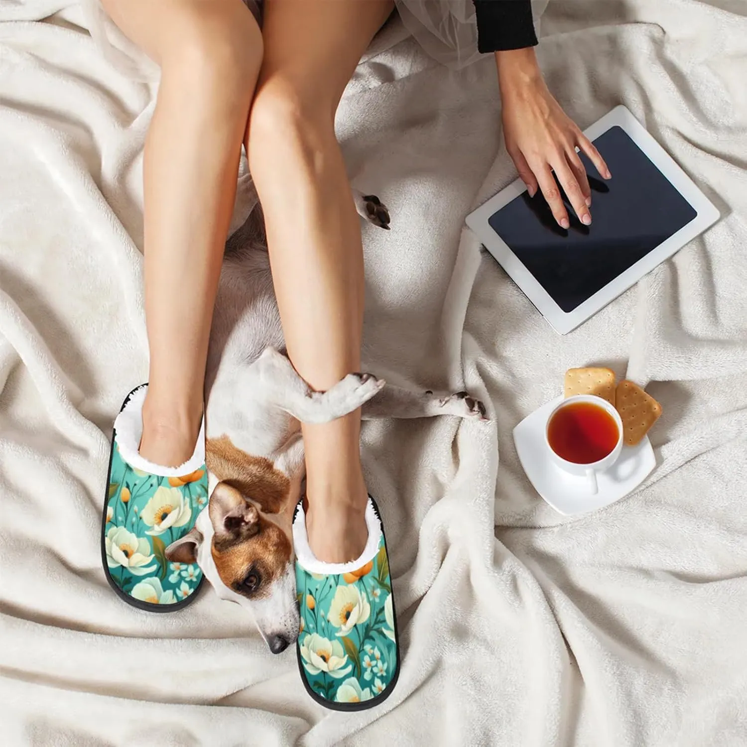 Tavisto Cozy Travel Slippers for Women Men, Non-Slip Sole Fleece Lining Washable House Shoes