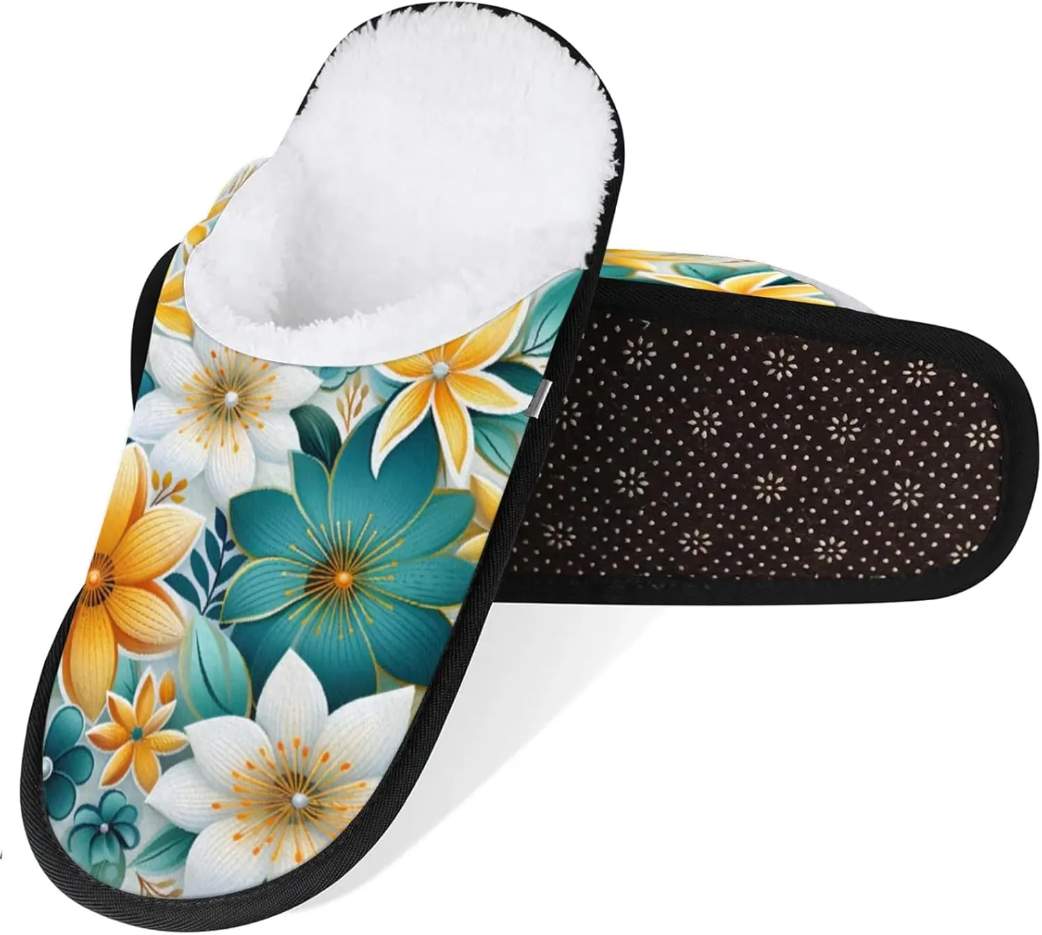 Tavisto Cozy Travel Slippers for Women Men, Non-Slip Sole Fleece Lining Washable House Shoes
