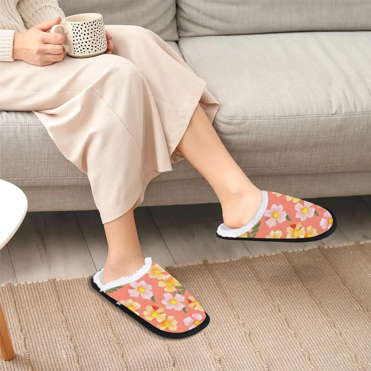 Tavisto Cozy Travel Slippers for Women Men, Non-Slip Sole Fleece Lining Washable House Shoes