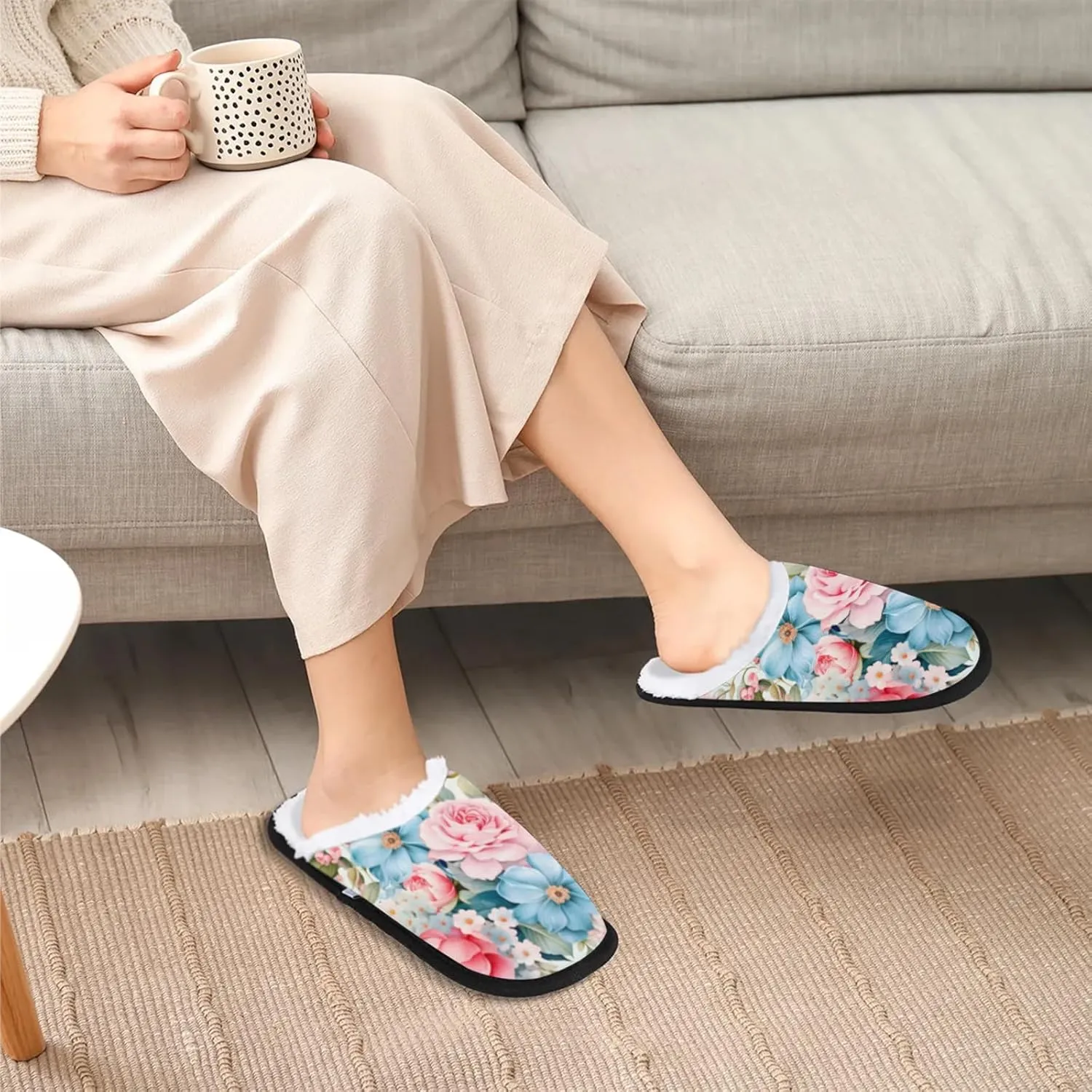 Tavisto Cozy Travel Slippers for Women Men, Non-Slip Sole Fleece Lining Washable House Shoes