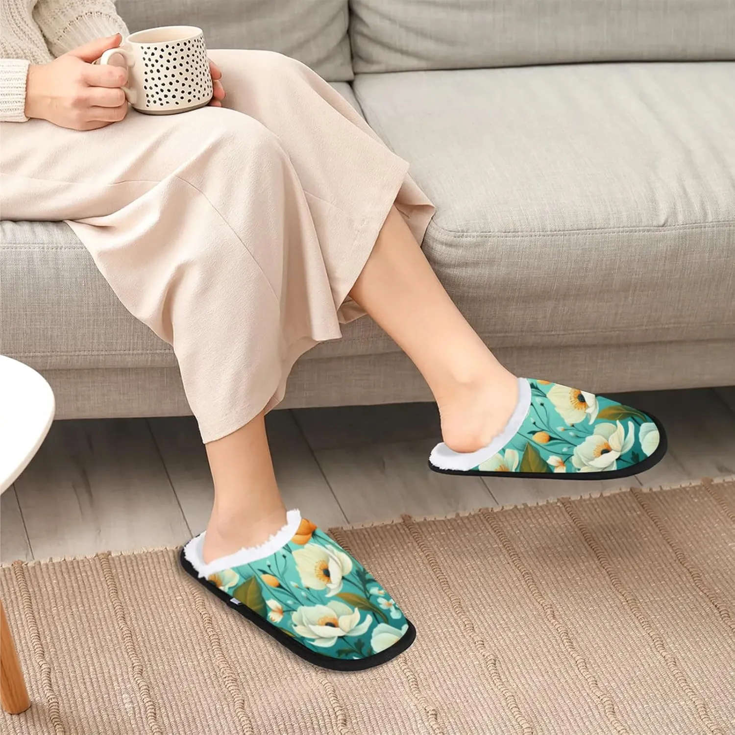 Tavisto Cozy Travel Slippers for Women Men, Non-Slip Sole Fleece Lining Washable House Shoes