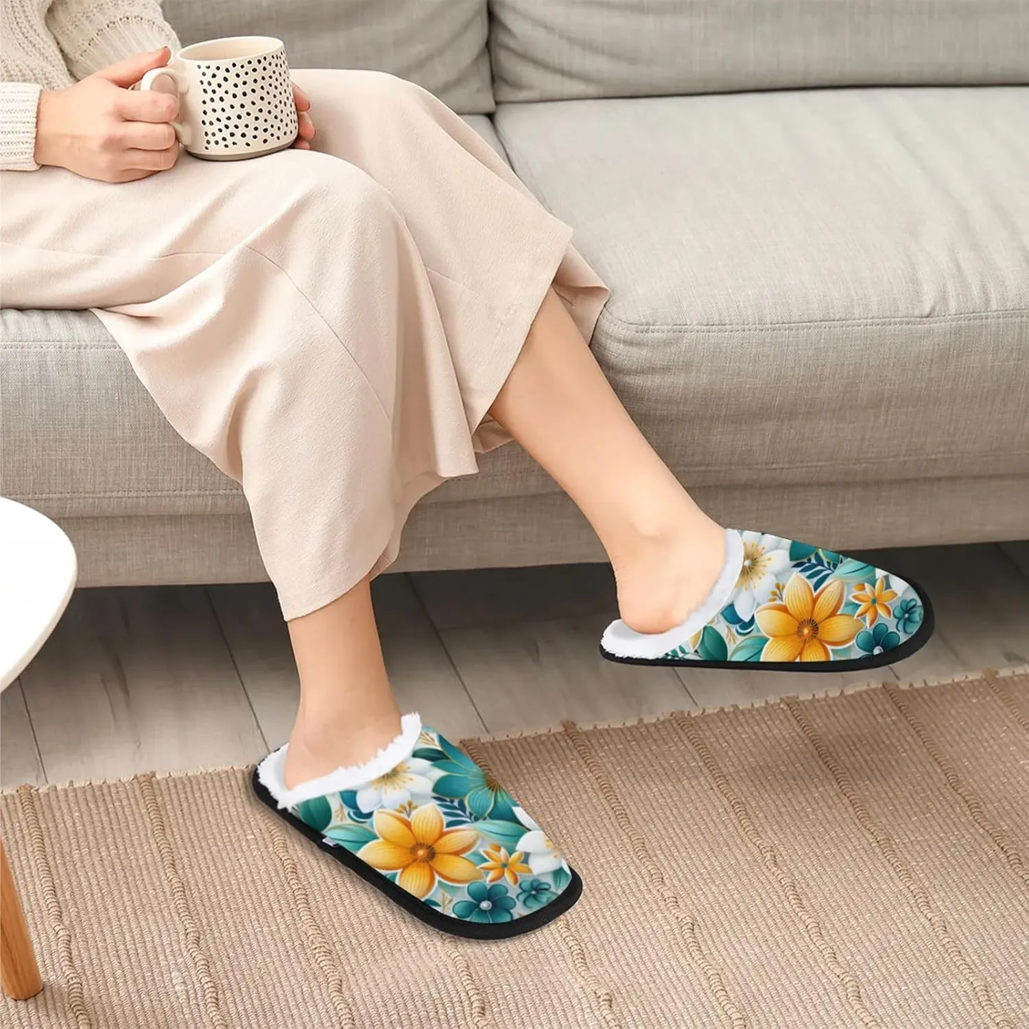 Tavisto Cozy Travel Slippers for Women Men, Non-Slip Sole Fleece Lining Washable House Shoes
