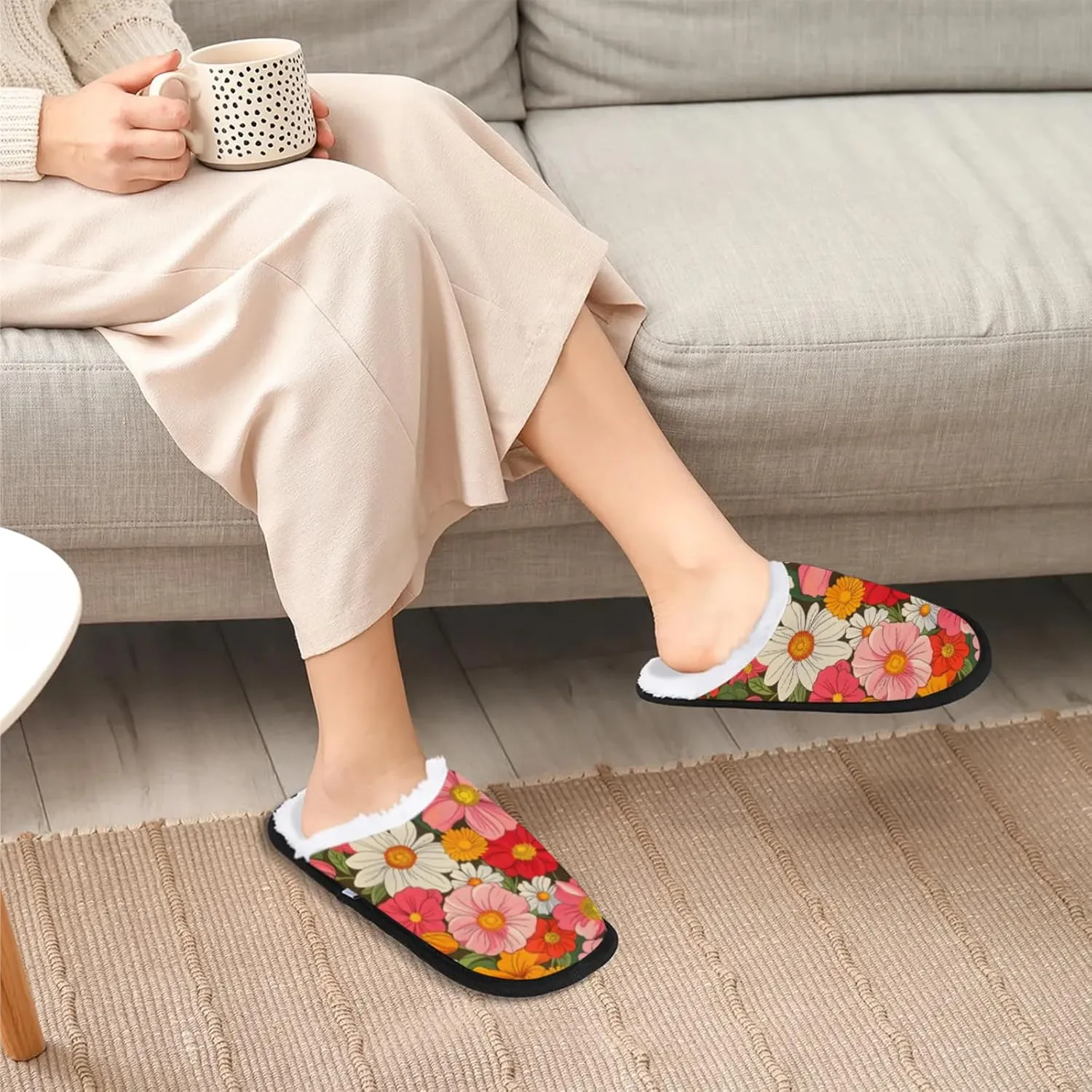 Tavisto Cozy Travel Slippers for Women Men, Non-Slip Sole Fleece Lining Washable House Shoes