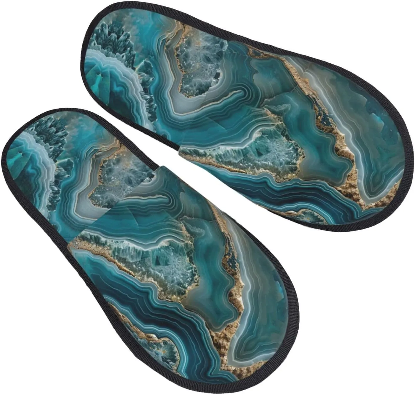 Teal Agate Furry Slippers For Home, Hotel & Office - Plush & Eva, Cozy Indoor Cotton M Sizes