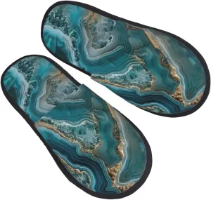 Teal Agate Furry Slippers For Home, Hotel & Office - Plush & Eva, Cozy Indoor Cotton M Sizes