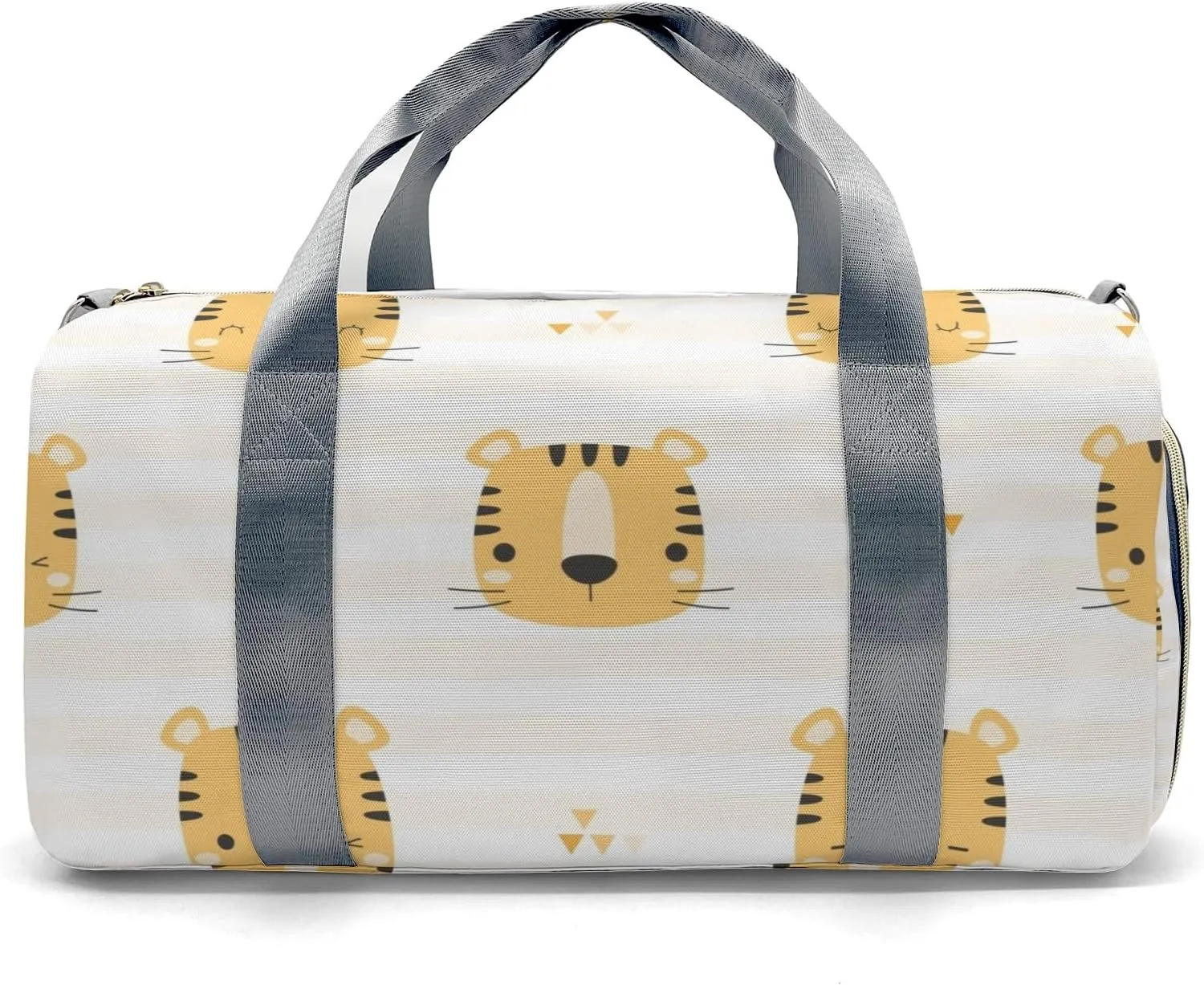 Tiger Cute Personalized Duffel Bag,Custom Travel Gym Bag with Name,Waterproof Sports Overnight Bag with Shoe Compartment & Shoulder Strap