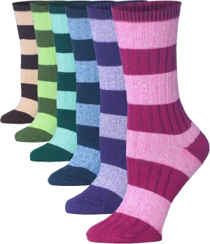 Tipi Toe 6-Pack Winter Boot Socks For Women - Available in Cotton Or Wool Blend - Crew Warm Socks Size 9-11