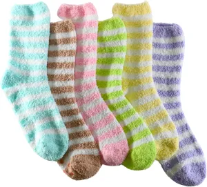 Tipi Toe Women's 3 & 6-Pairs Cozy Microfiber Soft Anti-Skid Fuzzy Crew Socks