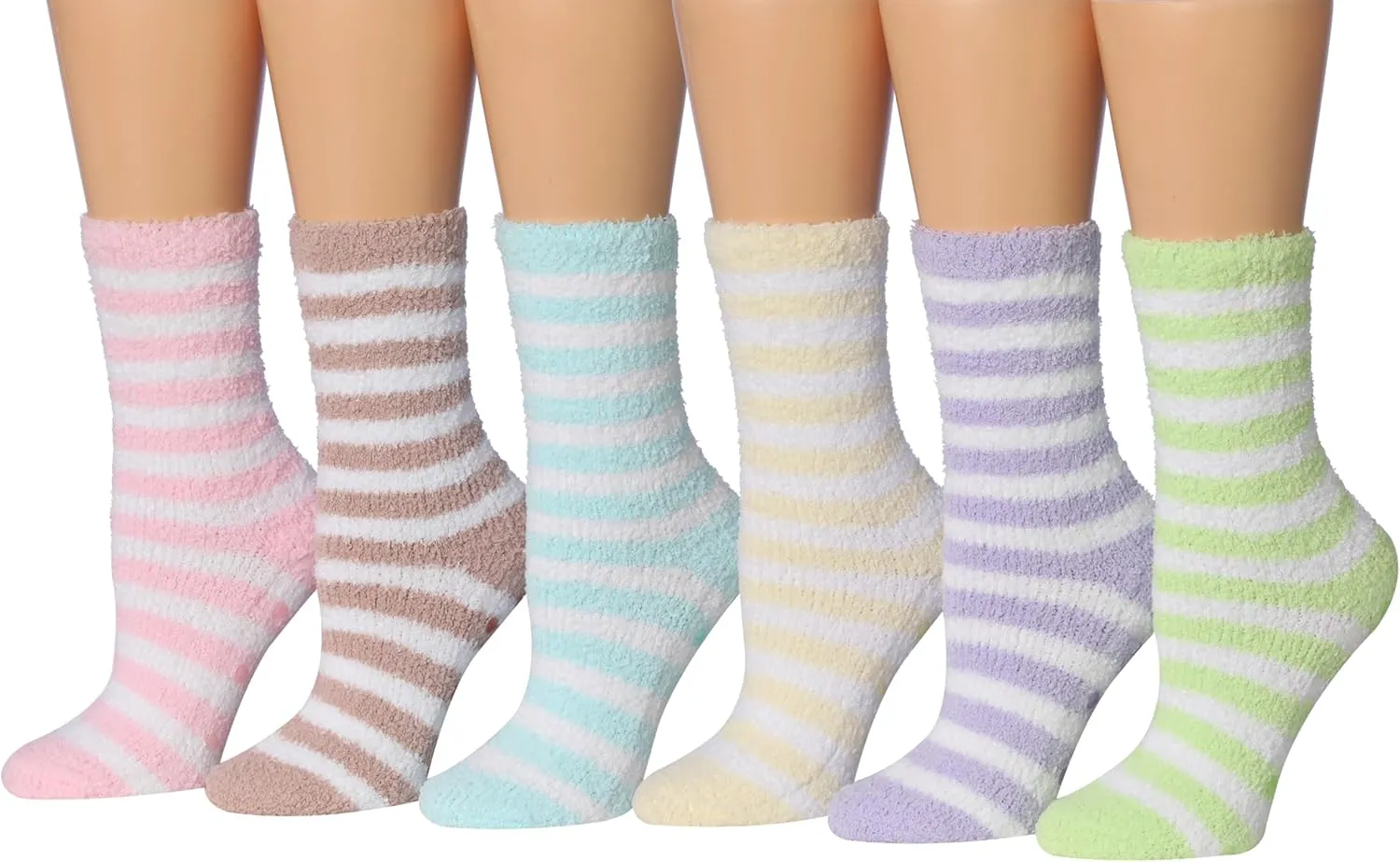 Tipi Toe Women's 3 & 6-Pairs Cozy Microfiber Soft Anti-Skid Fuzzy Crew Socks