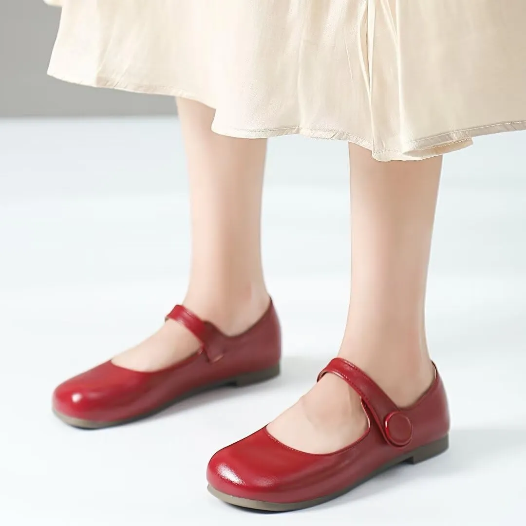TN TANGNEST Women's Ballet Flats Retro Mary Jane Shoes for Women Cute Square Toe Buckle Dress Flats Soft Work Flats