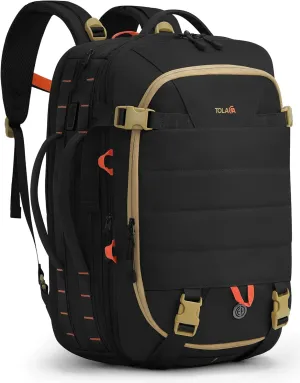 Tolaccea Carry on Travel Backpack, TSA Friendly Flight Approved Laptop Backpack Duffle Bag for Men Women with Dual Laptop Storage for 17.3", USB Charging Port, Business Rucksack 40L-50L Expandable