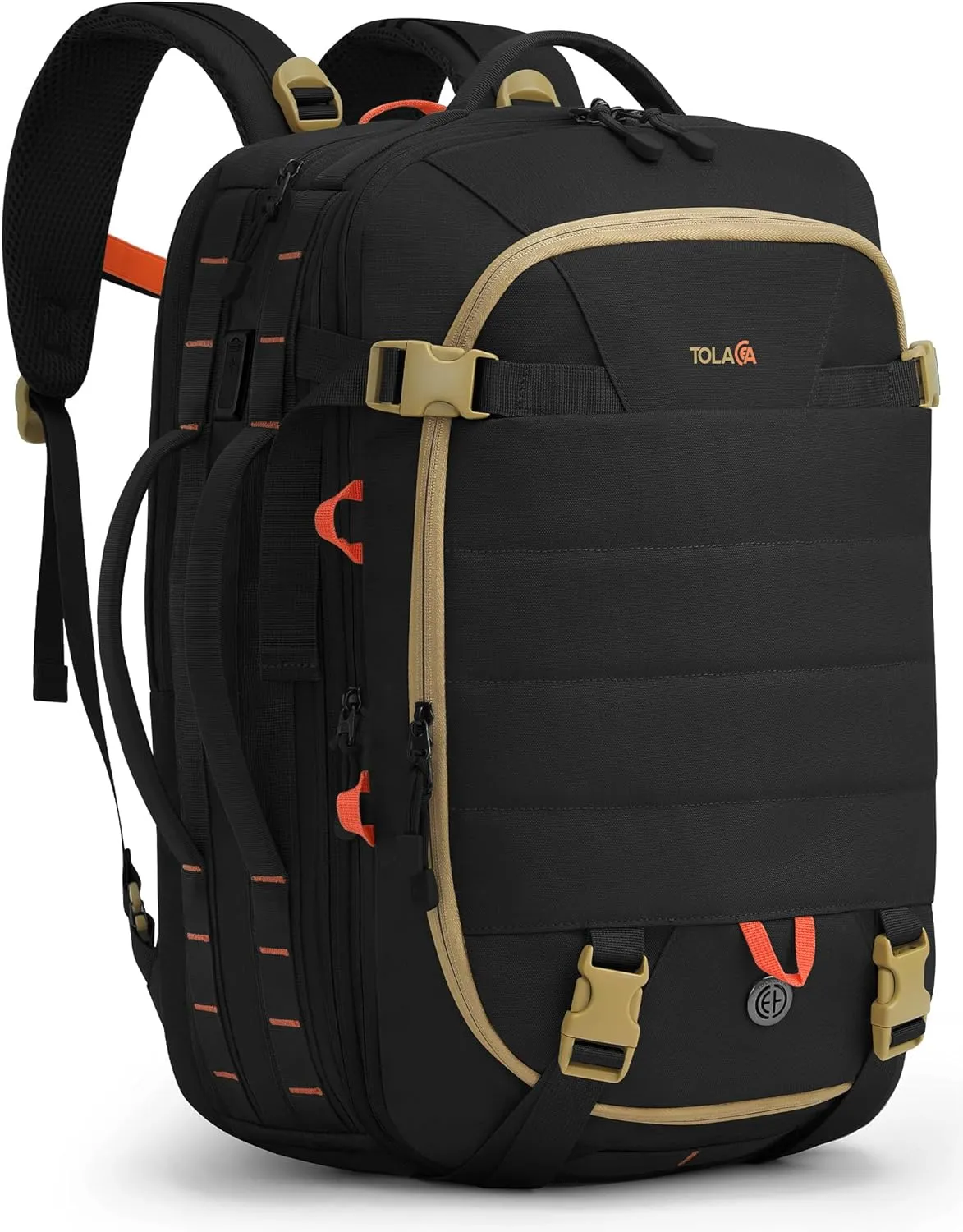 Tolaccea Carry on Travel Backpack, TSA Friendly Flight Approved Laptop Backpack Duffle Bag for Men Women with Dual Laptop Storage for 17.3", USB Charging Port, Business Rucksack 40L-50L Expandable