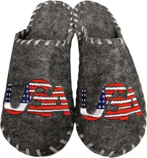 Traditional Sauna Slippers - Indoor House Shoes with USA National Symbols - Cozy Comfort Shower Slippers for Your Spa Experience Made in Ukraine - Universal Size, 9-10 Women/9-10 Men, Grey