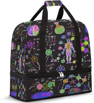 Travel Duffel Bag Education Chemistry Element Sport Gym Bag for Woman Man,Waterproof Foldable Weekend Overnight Bag for Yoga Workout Training with Shoe Compartment