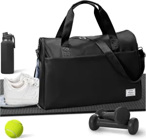 Travel Duffel Bags for Women & Men - Weekender with Shoe & Laptop Compartments - Carry On, Overnight, Gym & Hospital Bag - Black