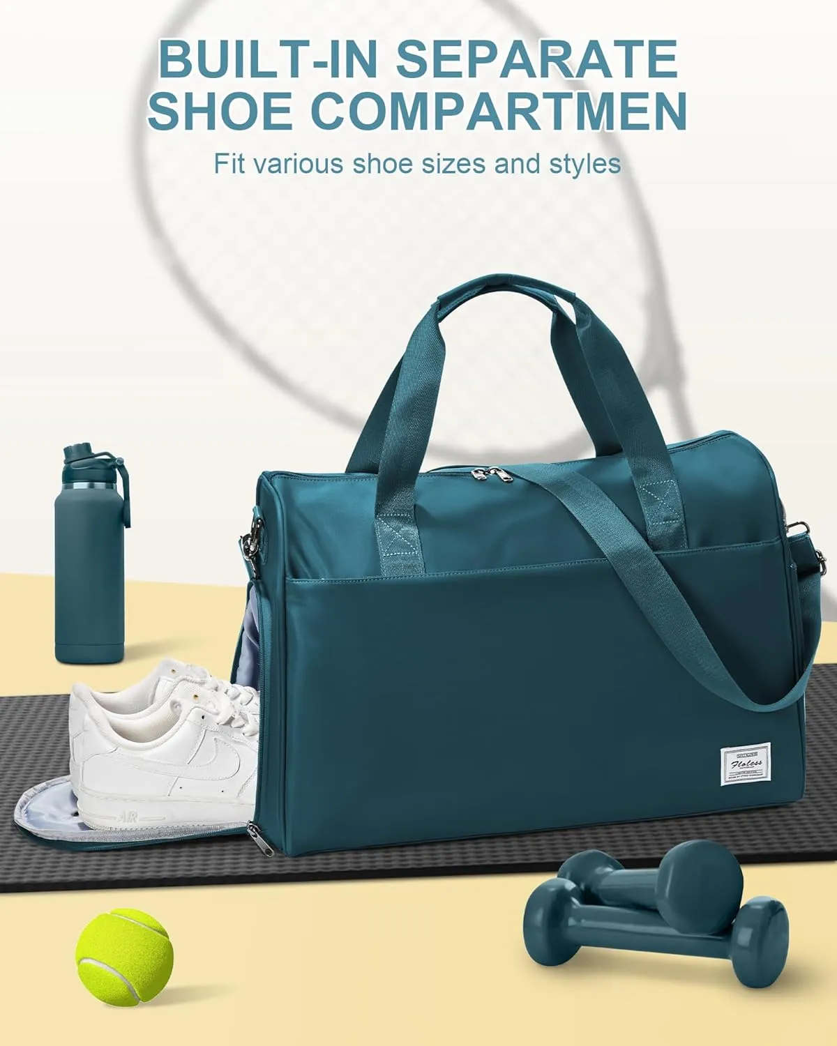 Travel Duffel Bags for Women Mens, Weekender Bag with Shoe Compartment Carry on Overnight Bag with Laptop Compartment Personal Item Travel Bag Gym Bag Hospital Bag Peacock Blue