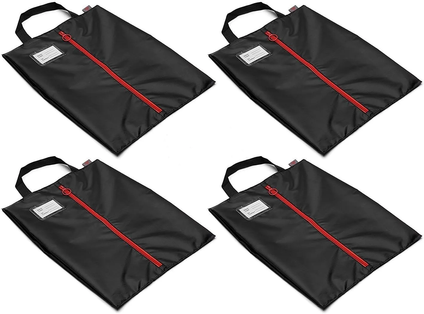 Travel Shoe Bags with Drawstring and Center Divider (Black) -Set of 4 Soft Nylon Shoe Tote BagsTravel Shoe (18" x 14") (4 Pack (16"x12"))