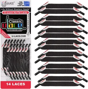 uLace Classic No-Tie Shoelaces - Elastic Shoe Laces for Sneakers | Stretchy, Elastic Laces | Easy Installation - 14 Laces