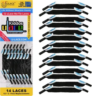 uLace Kiddos No-Tie Shoelaces - Elastic Shoe Laces for Sneakers | Stretchy, Elastic Laces | Easy Installation - 14 Laces