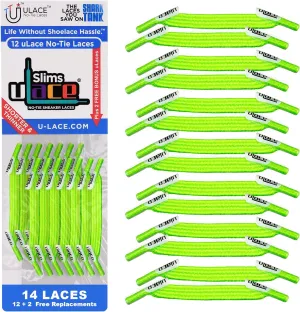 uLace Slims No-Tie Shoelaces - Elastic Shoe Laces for Sneakers | Stretchy, Elastic Laces | Easy Installation - 14 Laces