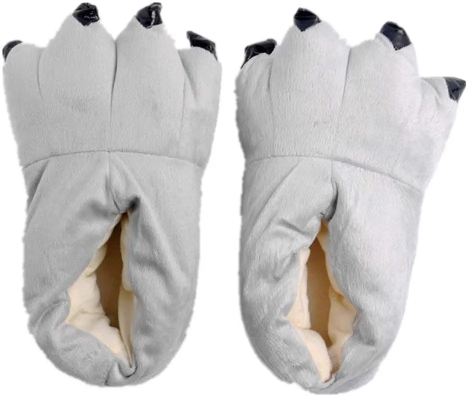 Unisex Cozy Flannel House Monster Slippers Halloween Animal Costume Paw Claw Shoes