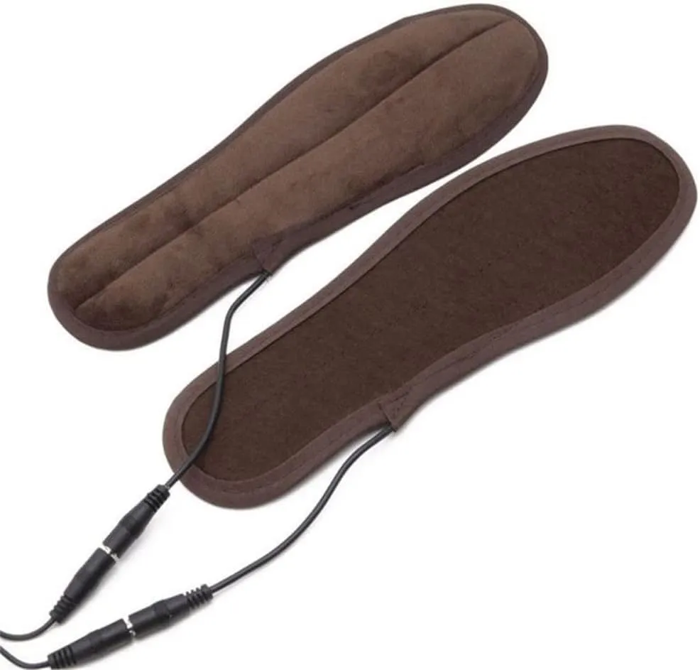 Unisex Electric Powered Heating Insoles for Outdoor Sports Shoes Boots Feet Warmer Plush Soft Heated Washable Insoles(37-38)