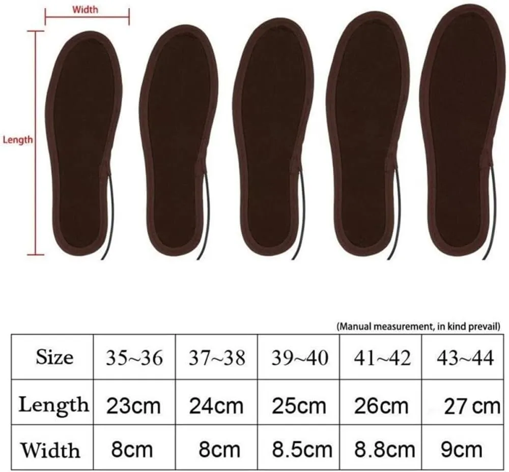 Unisex Electric Powered Heating Insoles for Outdoor Sports Shoes Boots Feet Warmer Plush Soft Heated Washable Insoles(37-38)