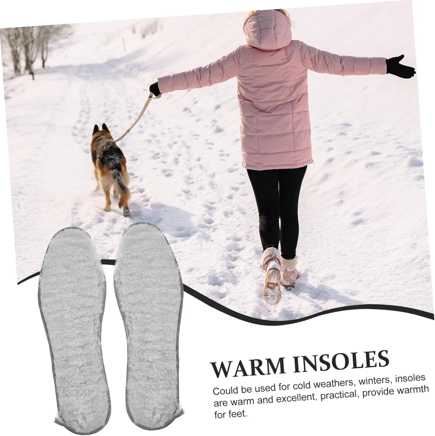 VALICLUD 4 Pairs Thickened Plush Insoles for Women Cozy Warm Shoe Inserts with Nonslip Base Ergonomic Design for Winter Boots Ski Shoes