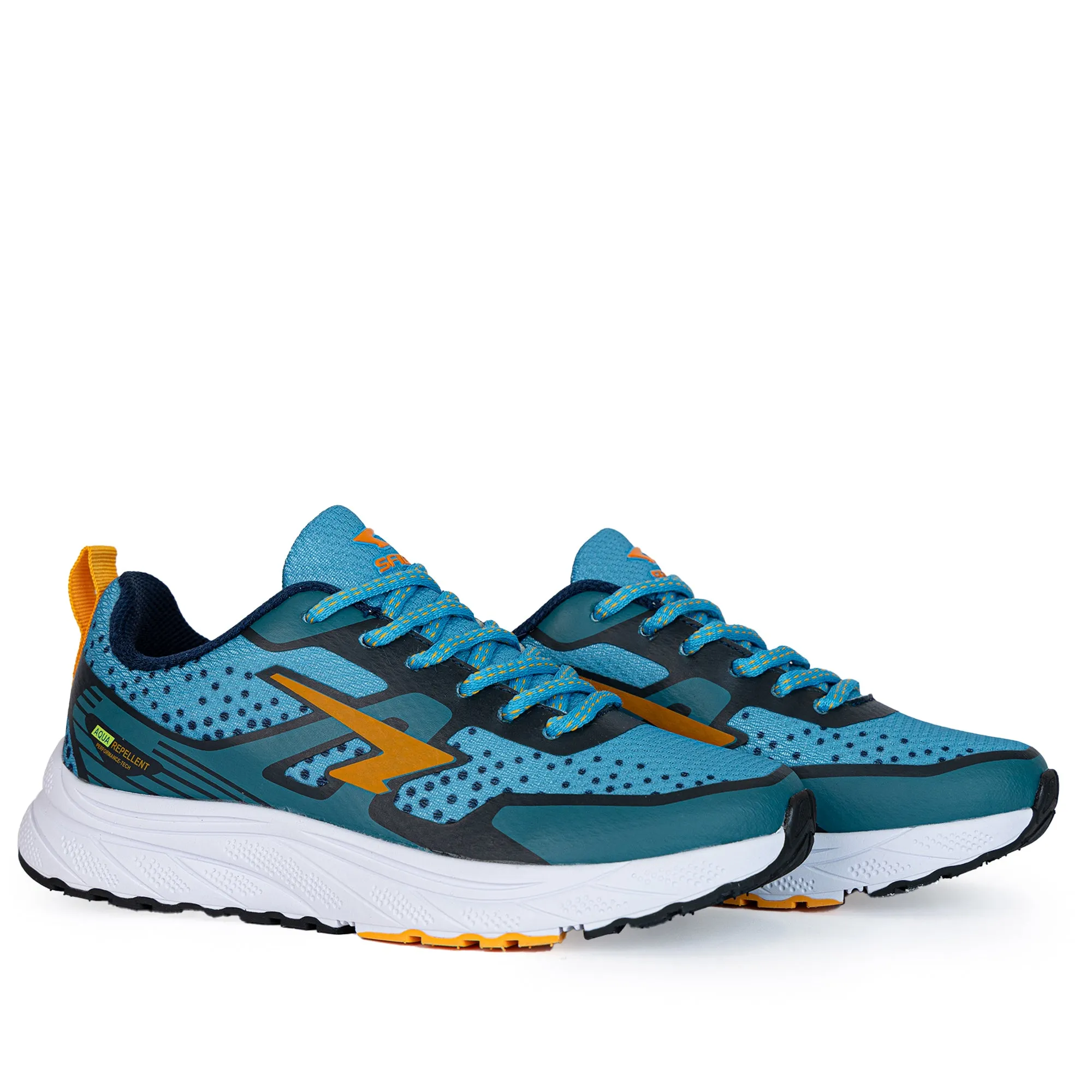 Vario Boy's Lace Up Runners - Denim/Orange