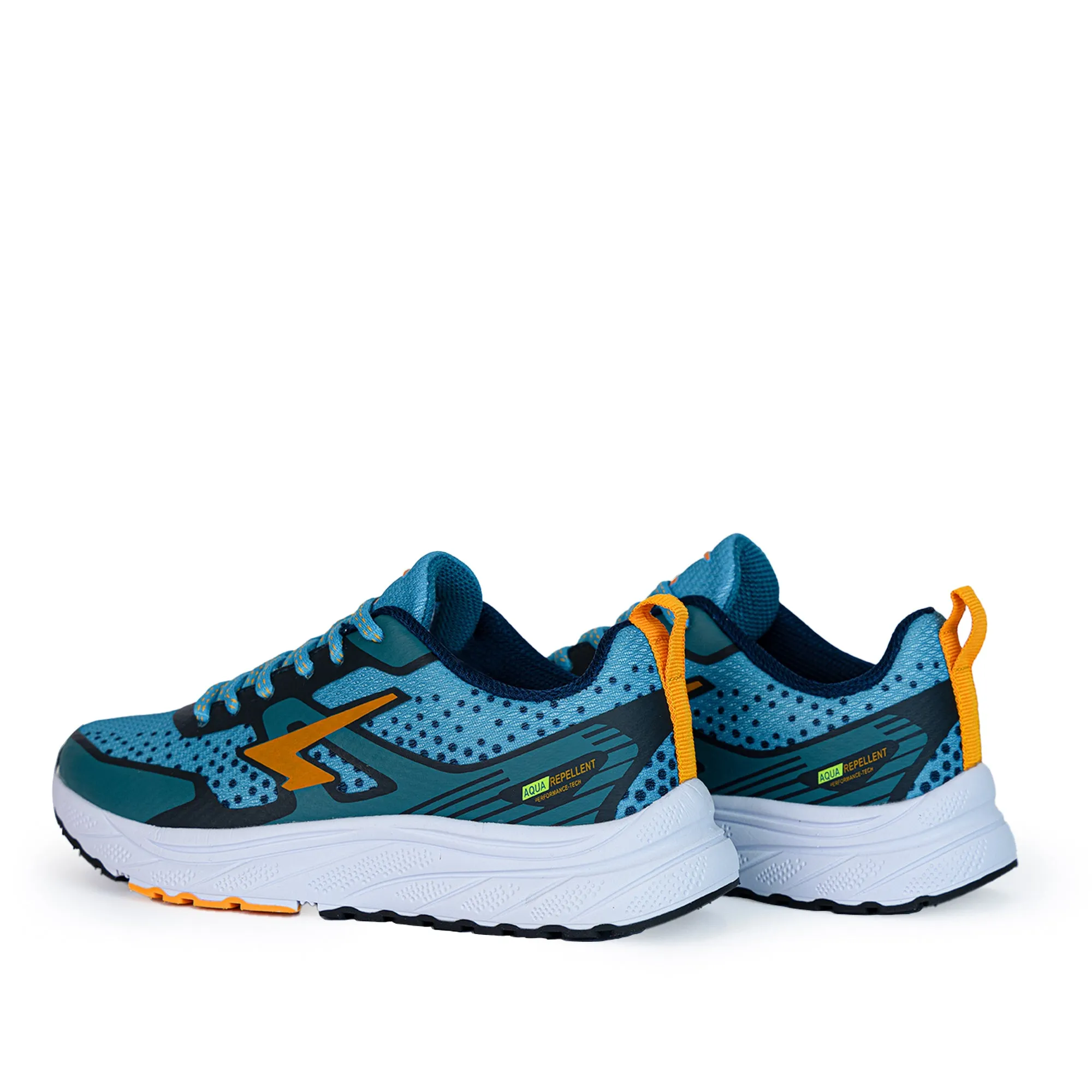 Vario Boy's Lace Up Runners - Denim/Orange
