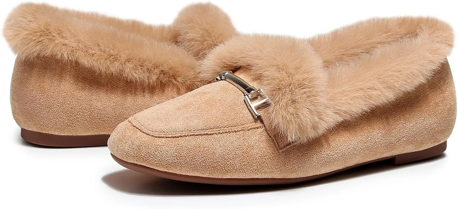 VenusCelia Women's Cozy Furry Flat Shoe