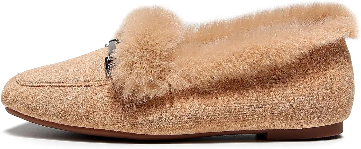 VenusCelia Women's Cozy Furry Flat Shoe