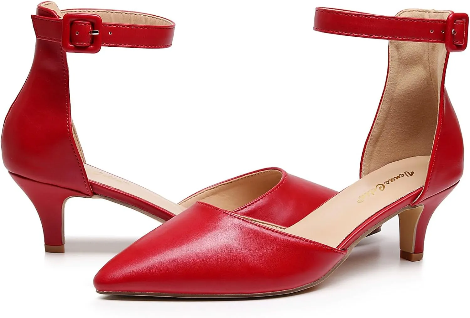 VenusCelia Women's Easy Going Strap Pump Kitten Heel Shoe
