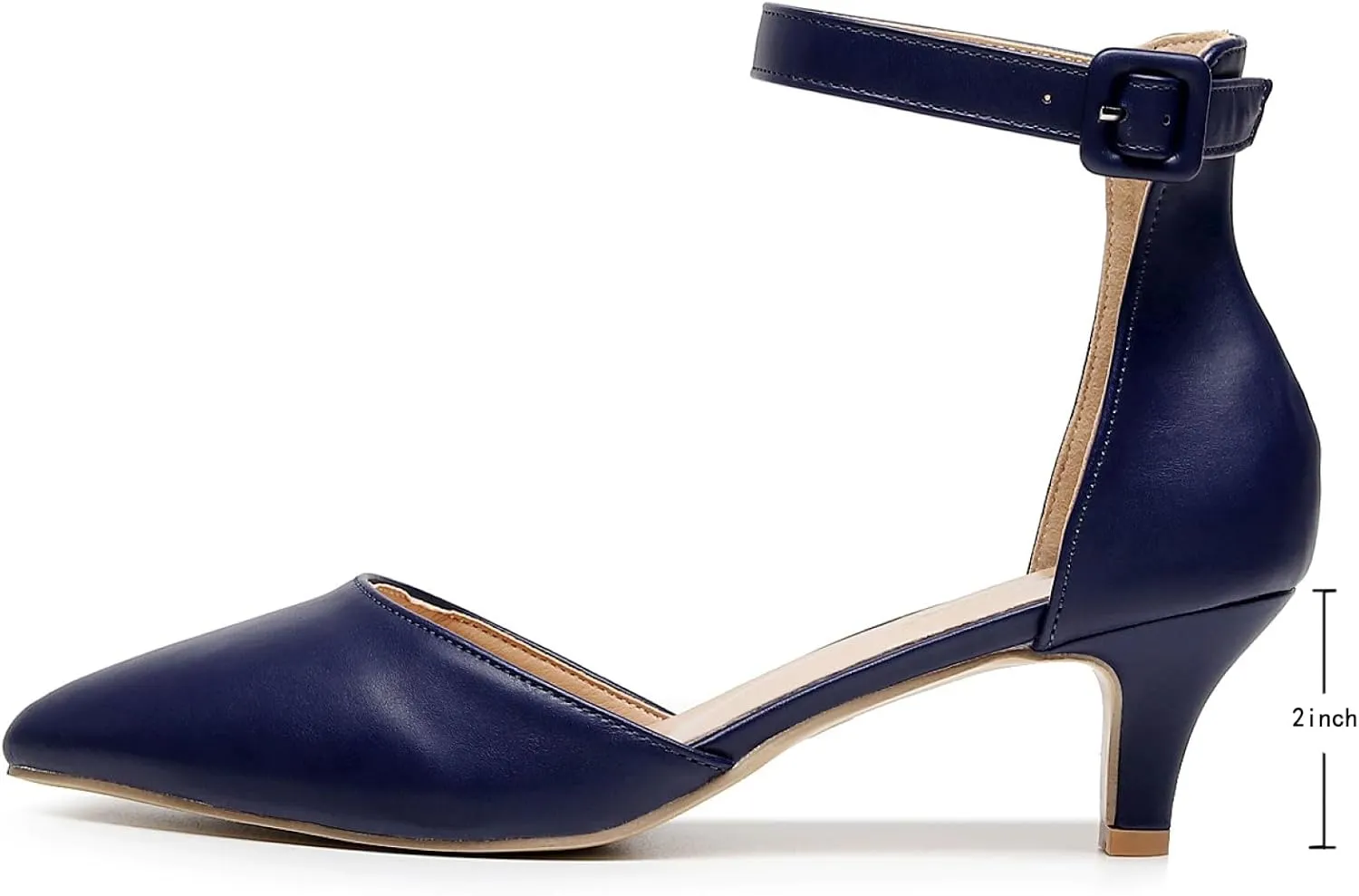 VenusCelia Women's Easy Going Strap Pump Kitten Heel Shoe