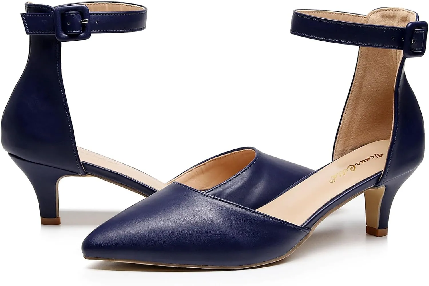 VenusCelia Women's Easy Going Strap Pump Kitten Heel Shoe